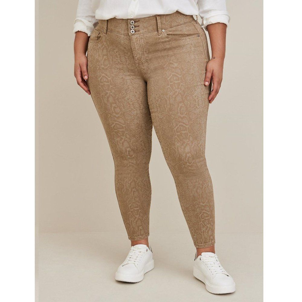Torrid Jegging Super Soft Snake Print Skinny Jeans Pants Tan Size 18R